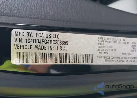 2024 Dodge Durango Pursuit Awd z USA, uszkodzony, nr VIN 1C4RDJFG4RC258359